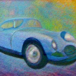 generated: a painting of a sport car in the style of Monet #1